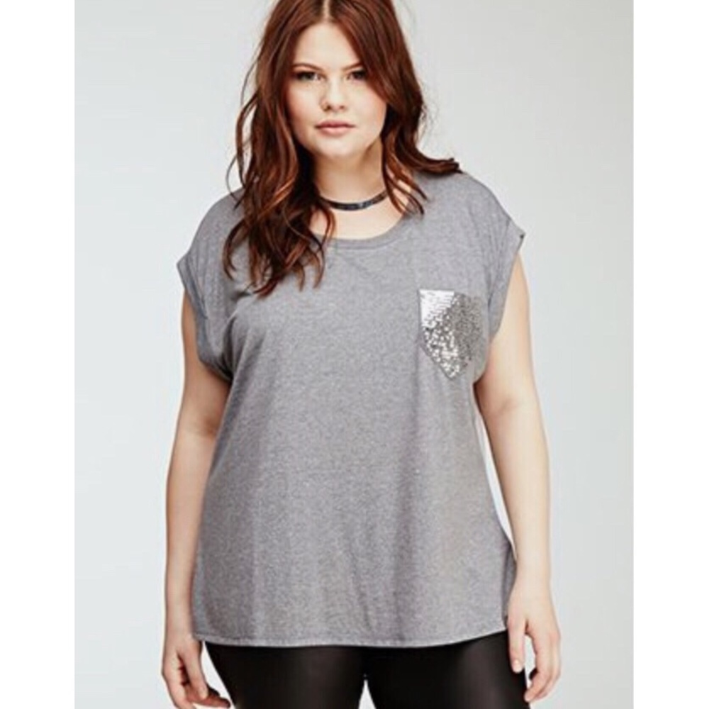 Forever 21+ Heathered Chiffon-Panel Tee